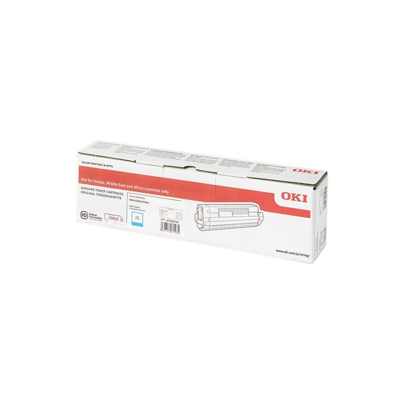 OKI C824/C834/C844 Cyan Cartucho de Toner Original - 47095703