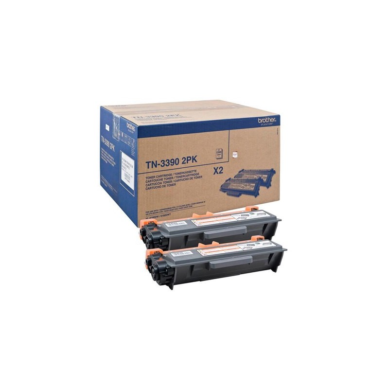 Brother TN3390 Negro Pack de 2 Cartuchos de Toner Originales - TN3390TWIN