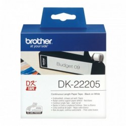 Brother DK22205 - Etiquetas Originales de Tamaño personalizado - Ancho 62mm x 30,48 metros - Texto negro sobre fondo blanco