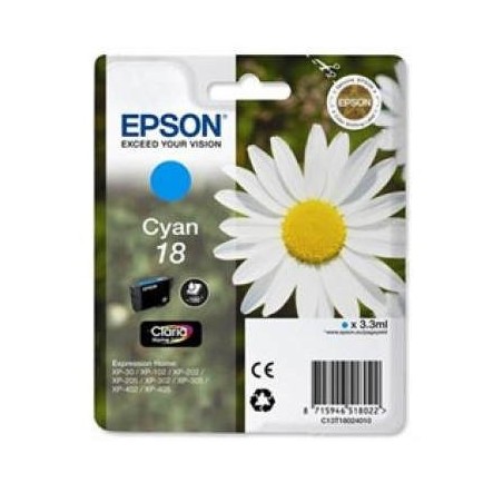 Epson T1802 (18) Cyan Cartucho de Tinta Original - C13T18024012