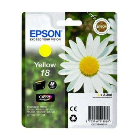 Epson T1804 (18) Amarillo Cartucho de Tinta Original - C13T18044012